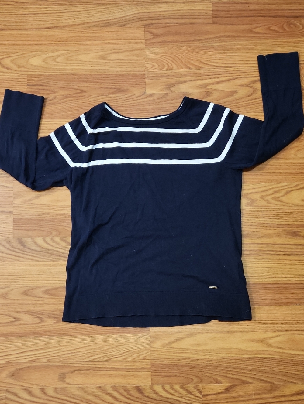 Nautica 100% Cotton  Striped Lightweight Women's Pullover Sweater Sz L